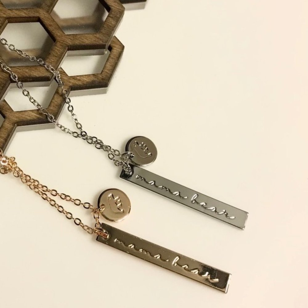 “Motherly Love” Mama Bear Pendant Layered Necklace - Picture 11 of 13